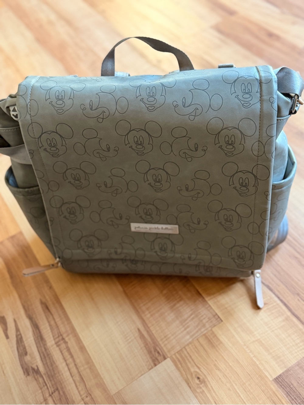 Petunia Pickle Bottom Mickey Outline Diaper Bag in Sage Gray